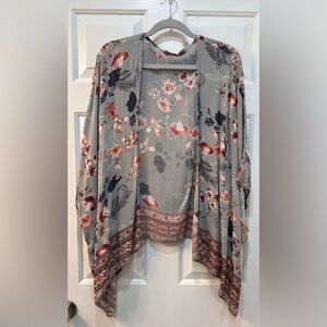Lola P Floral Colorful Cardigan Womens One Size Rayon Boho India Open Cottage
